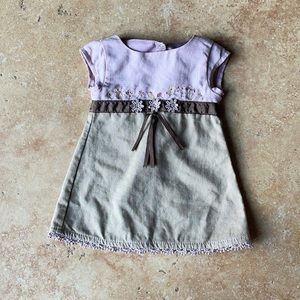 American Girl Pink and Tan Floral Trim Doll Dress